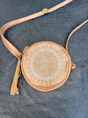 Floral Embroidered Brown Crossbody Bag